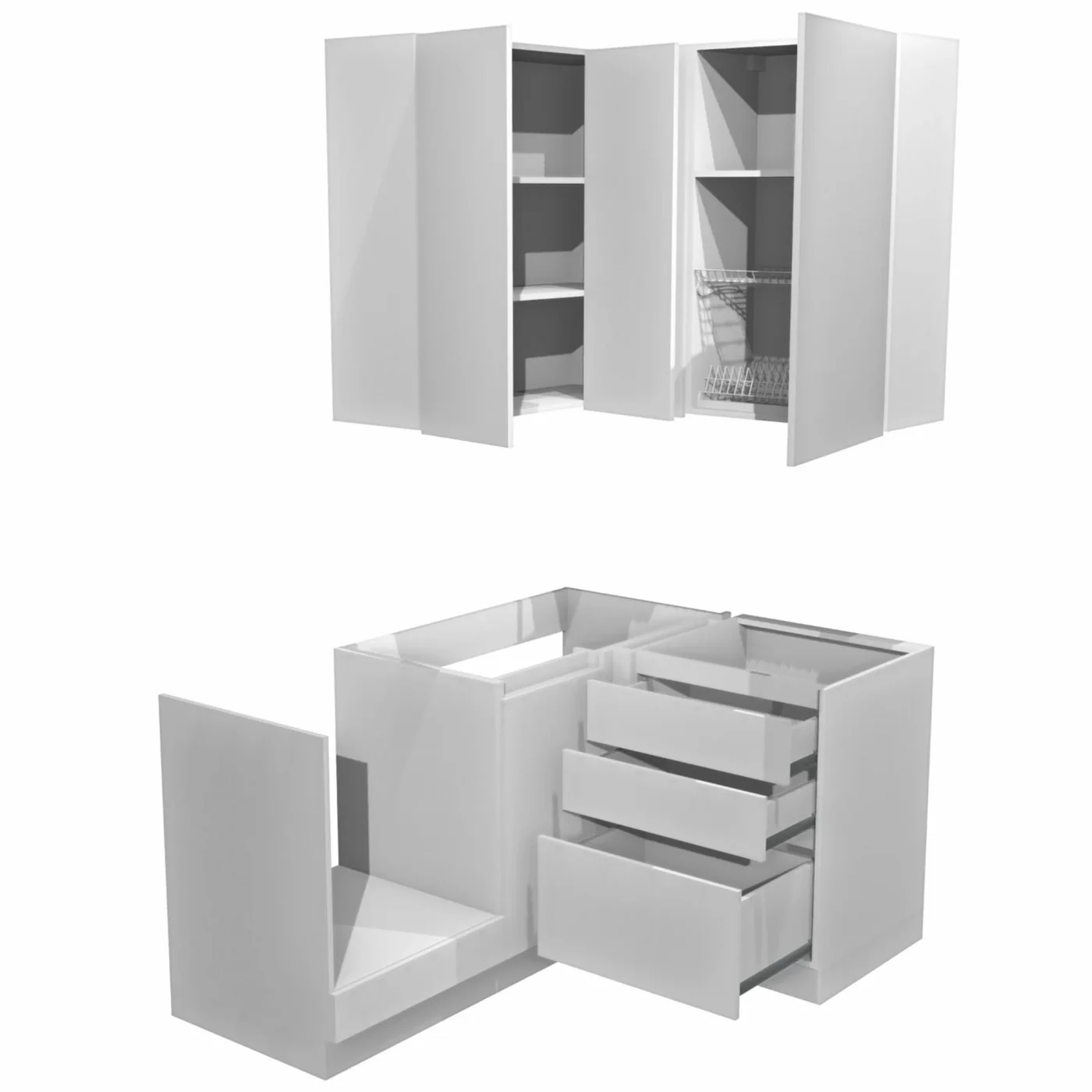 Гарнитур кухонный Natural Home Clean "Бостон", угловой, 160 см x 120 см x 51,2 см, цвет Белый